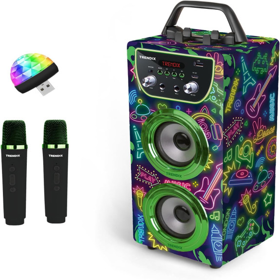 KARAOKE SPEAKER NEON WORLD - 2 WIRELESS MICROPHONES